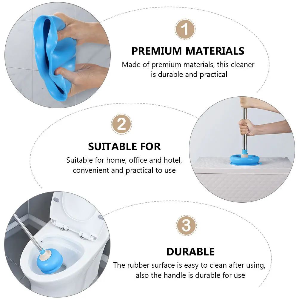 

1Pcs Rubber Toilet Plunger Blue Suction Closestool Cleaner Bathroom Drain Sewer Cleaning Dredging Tool