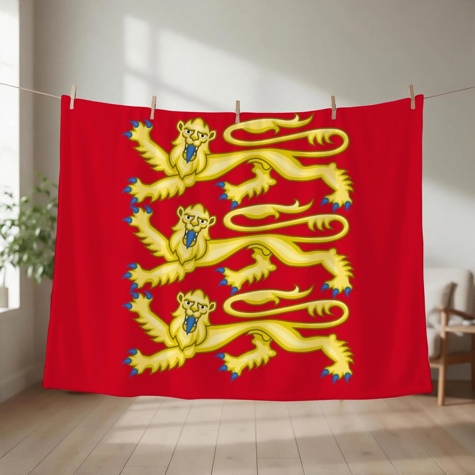 Plantagenet Arms of England Throw Blanket couch cozy soft plush fuzzy picnic outdoor blanket