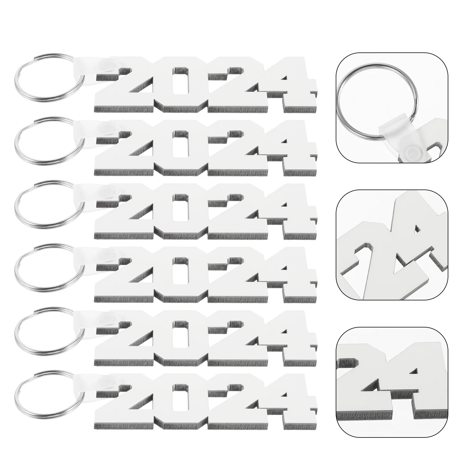 

6Pcs Sublimation Blanks 2024 Sign Keychain DIY Heat Transfer Personalized Keyring for Graduation Bag Decor Sublimation Keychain