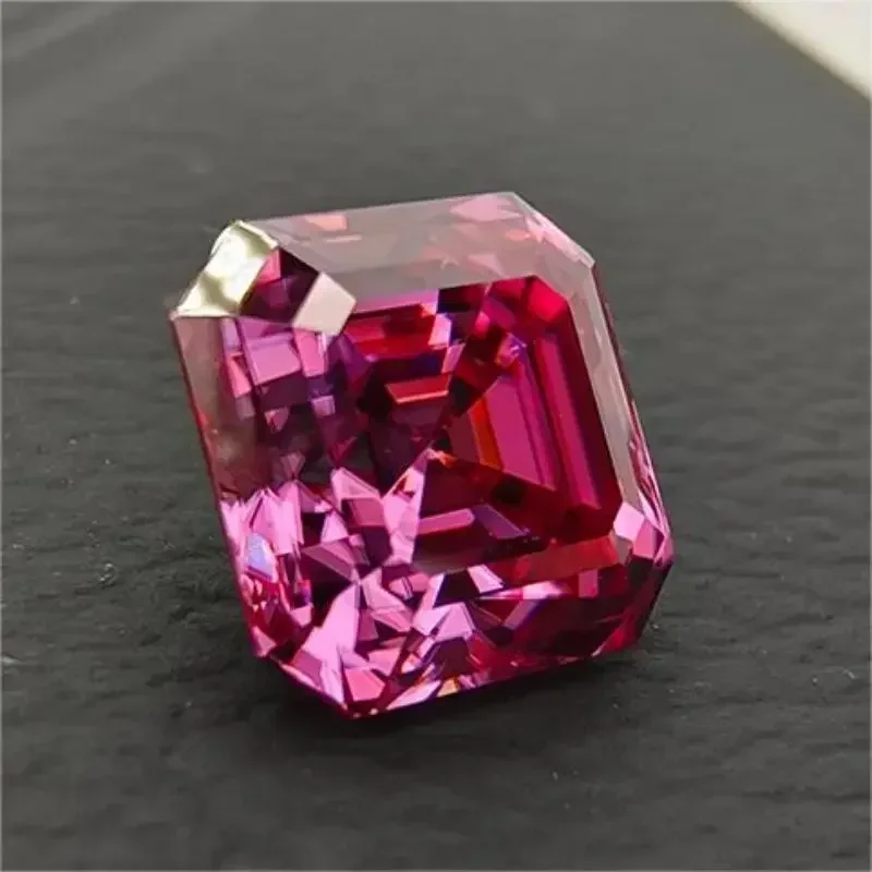 Moissanite Stone Pink Color Asscher Cut Gemstone Lab Grown Diamond Charms DIY Advanced Jewelry Making Materials With GRA Report image 4