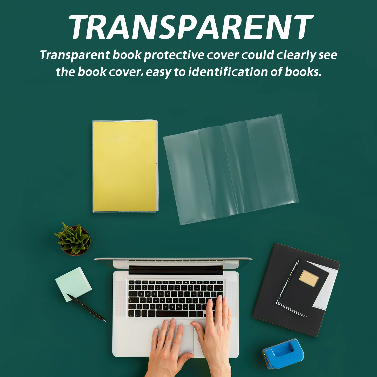 

10Pcs Clear Protective Book Cover Adjustable Width Plastic Sleeve Book Protector for Hardcover Textbooks