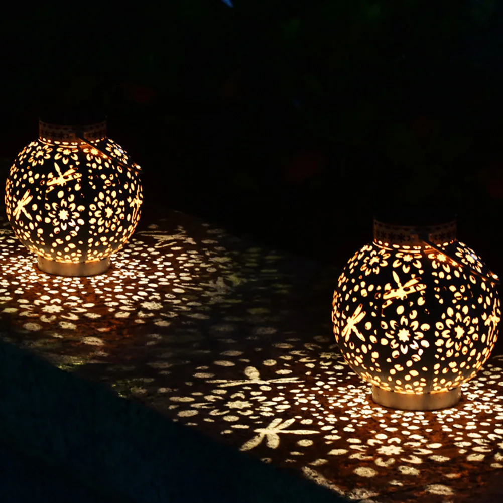 

1Pcs Solar Lantern Wrought Iron Hollow Garden Night Light Eco Friendly Auto on Decoration Iron Art Lantern Light