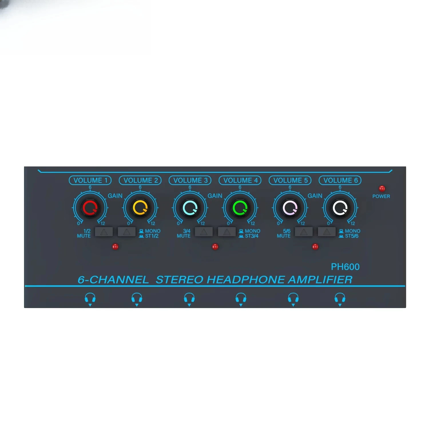 GAX-PX600 Active Metal H6 Professional 6Channels Stereo Headphone Amplifier Portable  ing Compact USB Audio Interface
