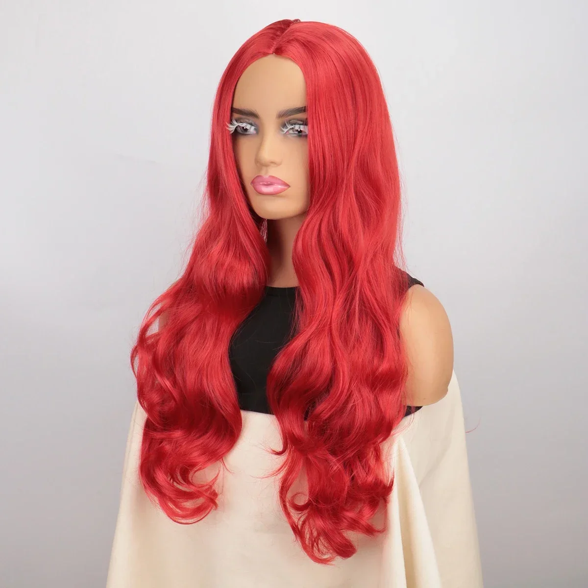 Película Aquaman Mera largo ondulado rojo Halloween Cosplay peluca fiesta de disfraces pelo sintético mujeres Grils Culry pelucas rojo Halloween