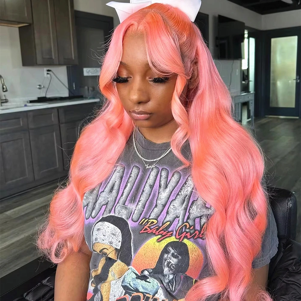 200 Density Pink Lace Front Wig Human Hair Wigs Preplucked Colored Body Wave 13x4 13x6 HD Lace Frontal Wigs For Women 30 38 Inch