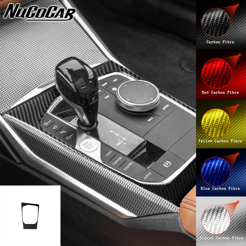 For BMW 3 4 Series M4 G20 G28 2019-2021 Carbon Fiber Gear Shift transmission Panel Car Interior Accessories Decorative Stickers