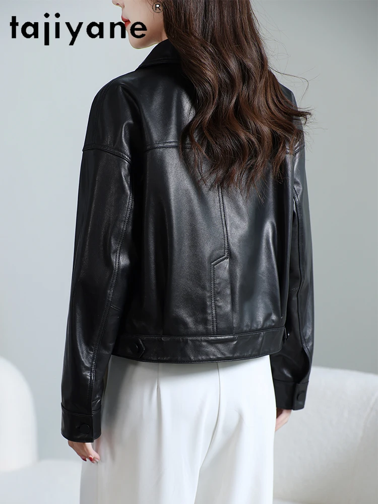 TAJIYANE Top-Layer-Lederjacke aus Schaffell für Damen, kurze Echtlederjacken, Premium-Herbstmantel für Damen, 2025, Damenbekleidung❤ Apa