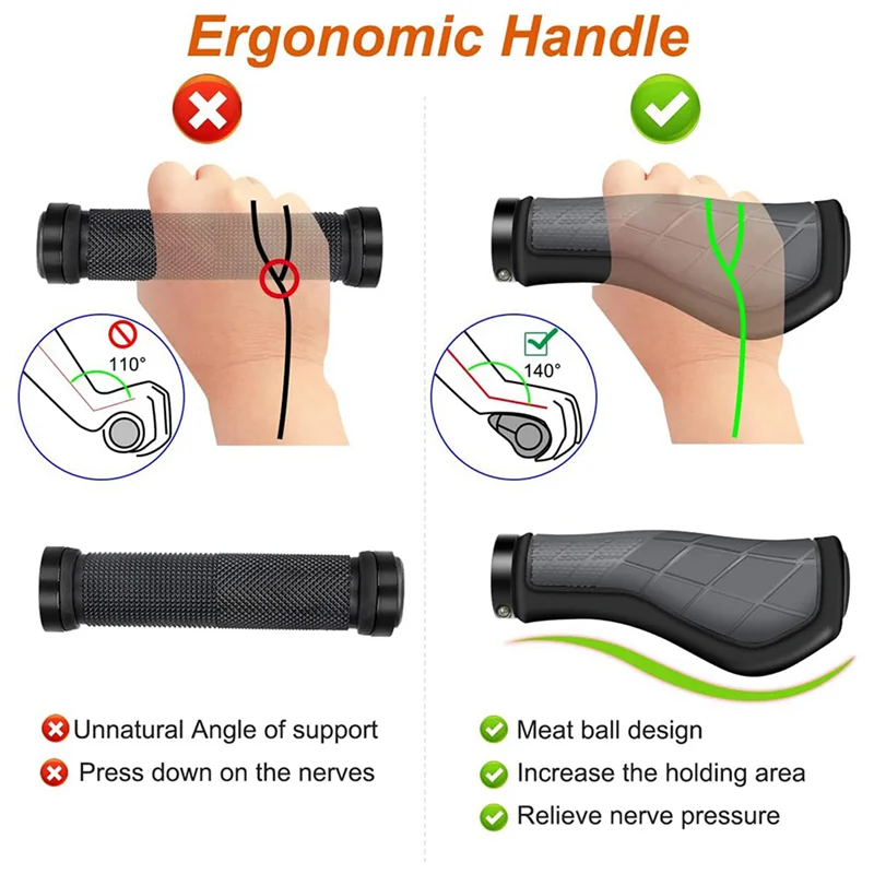 Велосипедные ручки A26P, эргономичные ручки, нескользящие резиновые ручки на руль, велосипедные ручки для электронного велосипеда 22,2 мм, серые