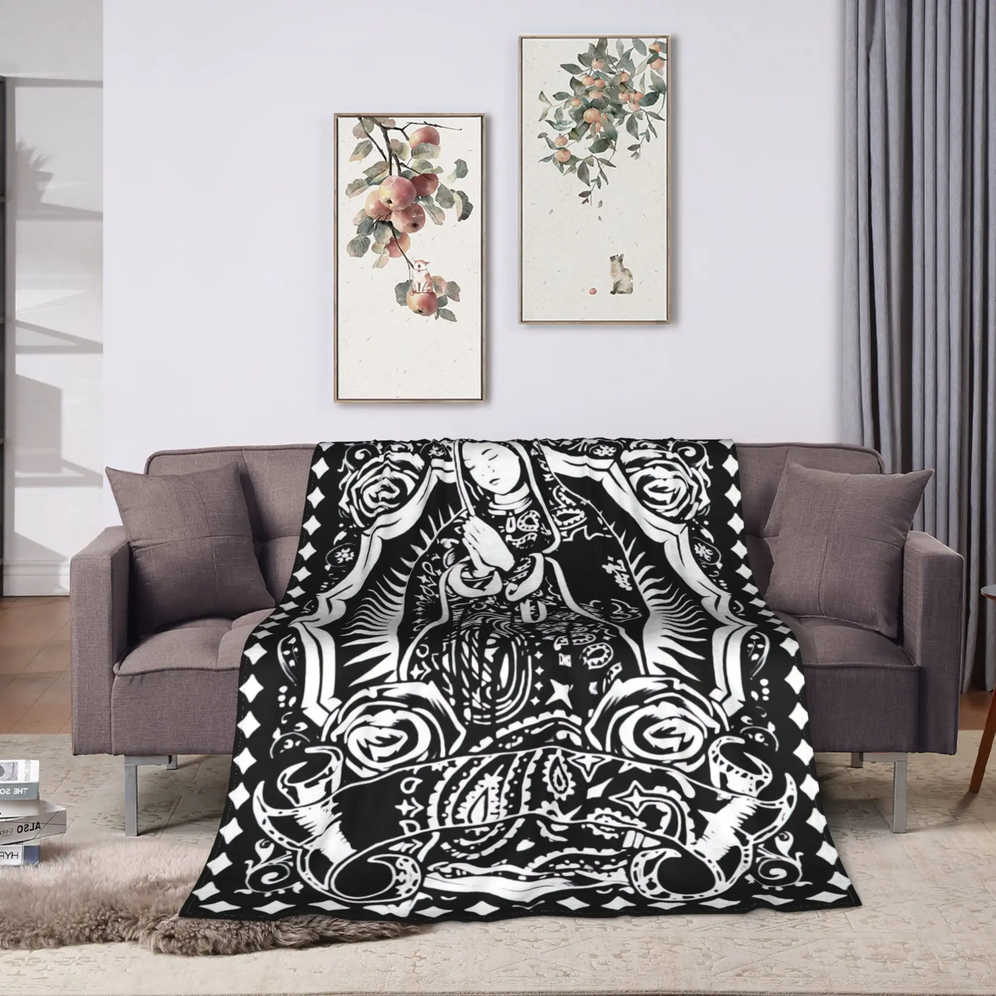 Super Soft Blanket Airplane Travel Virgin Mary Cherubs Rose Throw Blanket  Flannel Bedspread For Home Decor Funny Sofa Bed Cover