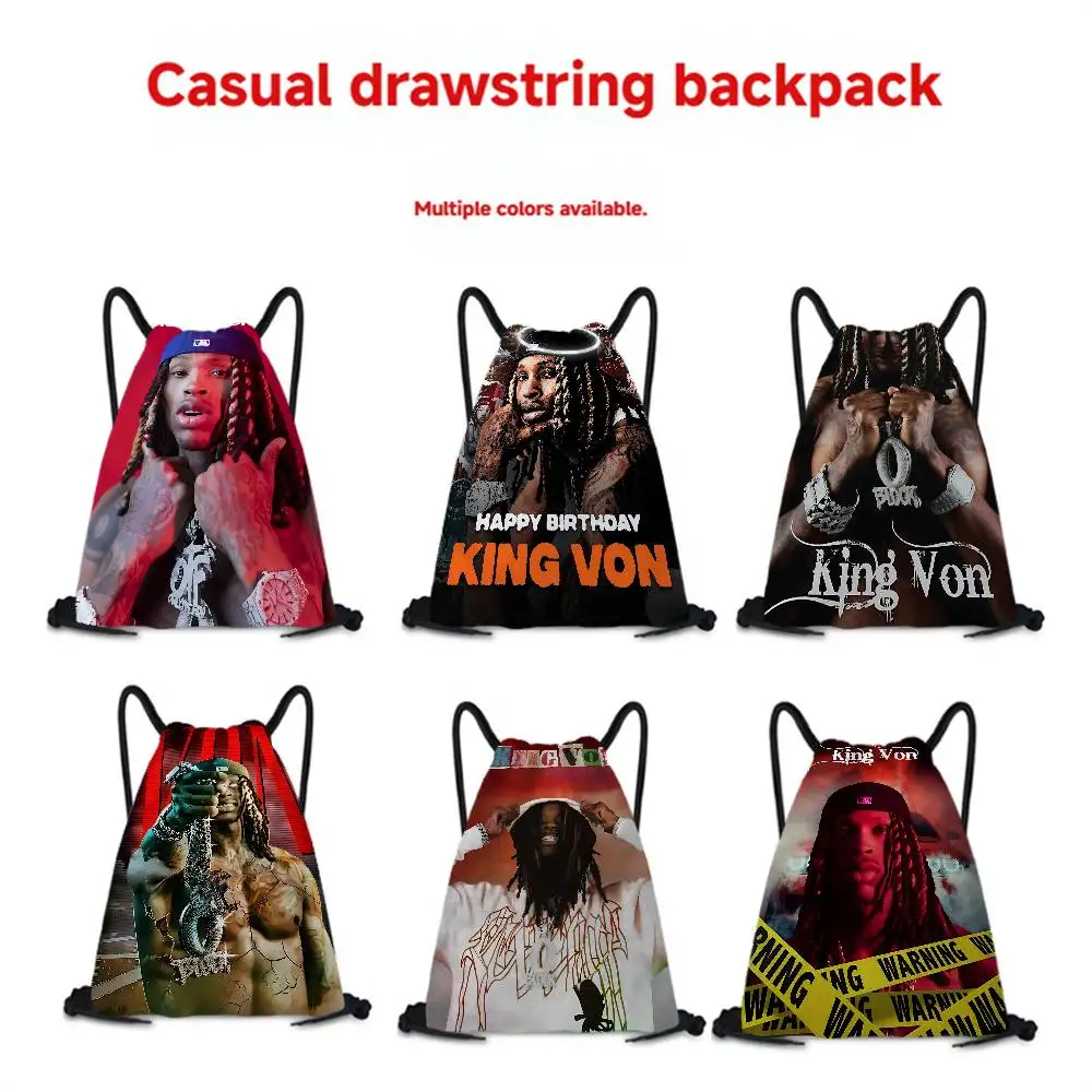 Singer King Von Drawstring Bags Lipstick Toiletry Makeup Organizer Coin Pocket Bags Purse Keys Earphone Storage Bag