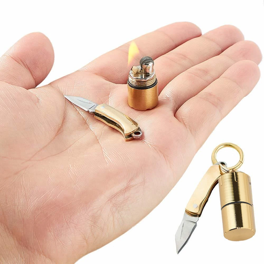 Outdoor Survival MiNi Accessories Thumb Lighter And Knife Set Field Whistle Emergency Survival Tools Reliable And Practical  ﻿