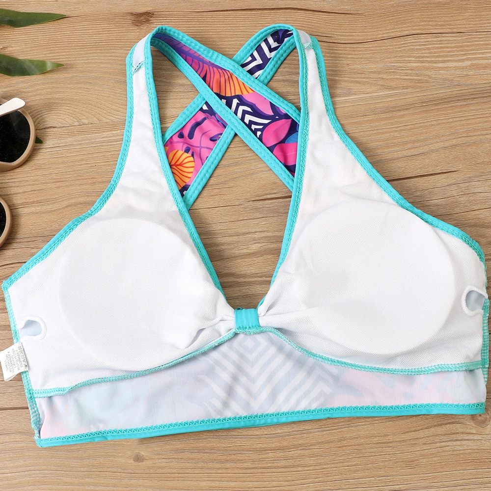 Traje de baño Vintage para mujer, bañador de cintura alta, de nuevo diseño Bikini estampado, conjunto de dos piezas, ropa de playa 2023