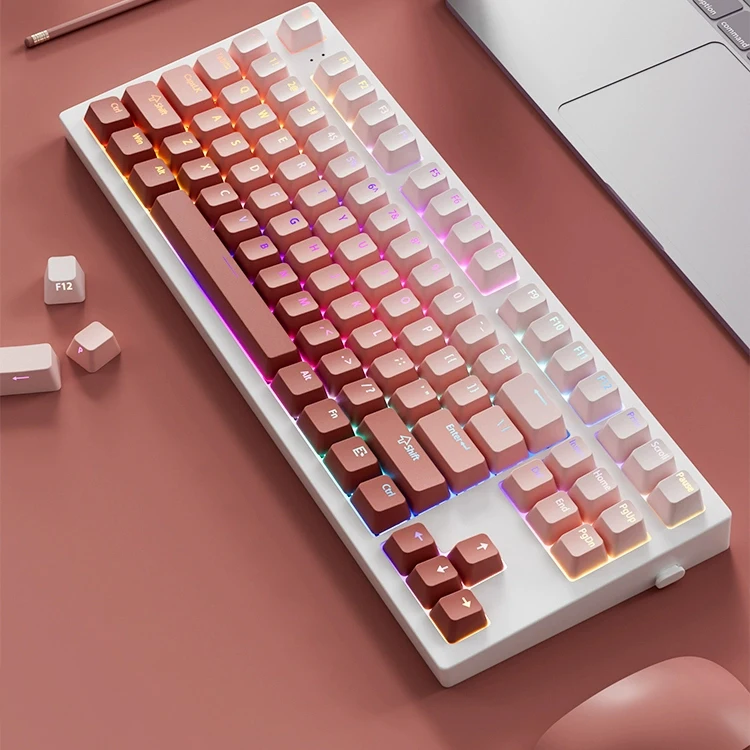 2027 RGB Backlit Blush Top Print Keycaps 130 Keys OEM Profile Shine Through PBT Double Shot Keycaps for MX Switches Keyboards
