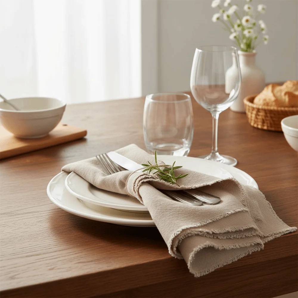 4 قطعة مناديل الكتان القطنية ذات الطراز الريفي صديقة للبيئة مفارش ناعمة مزخرفة بلون واحد منشفة شاي خلفيات الطعام