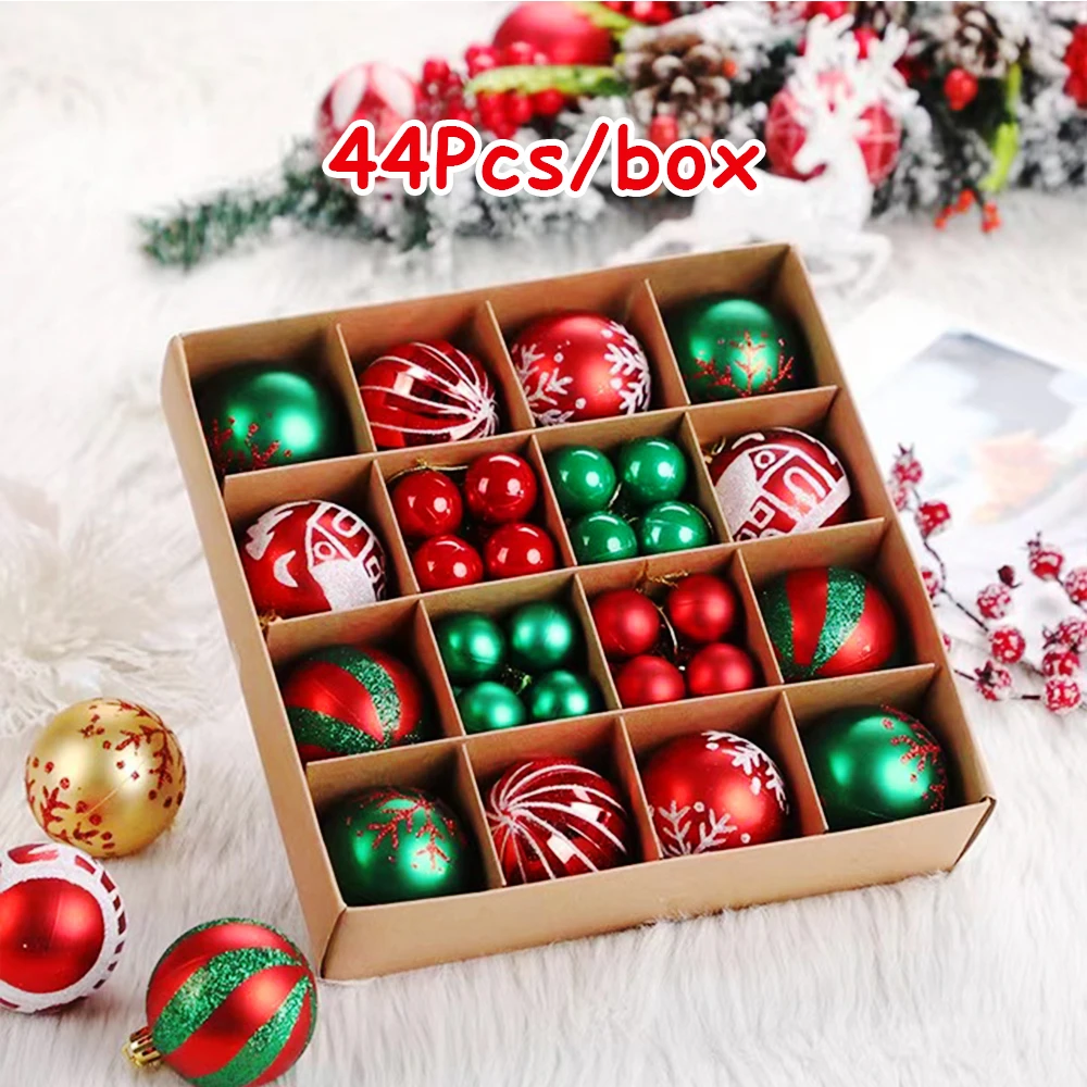 

1box Plastic Christmas Ball Ornaments Big Christmas Tree Drop Balls Hanging Pendant Decoration For Home 2023 Noel Navidad Gifts