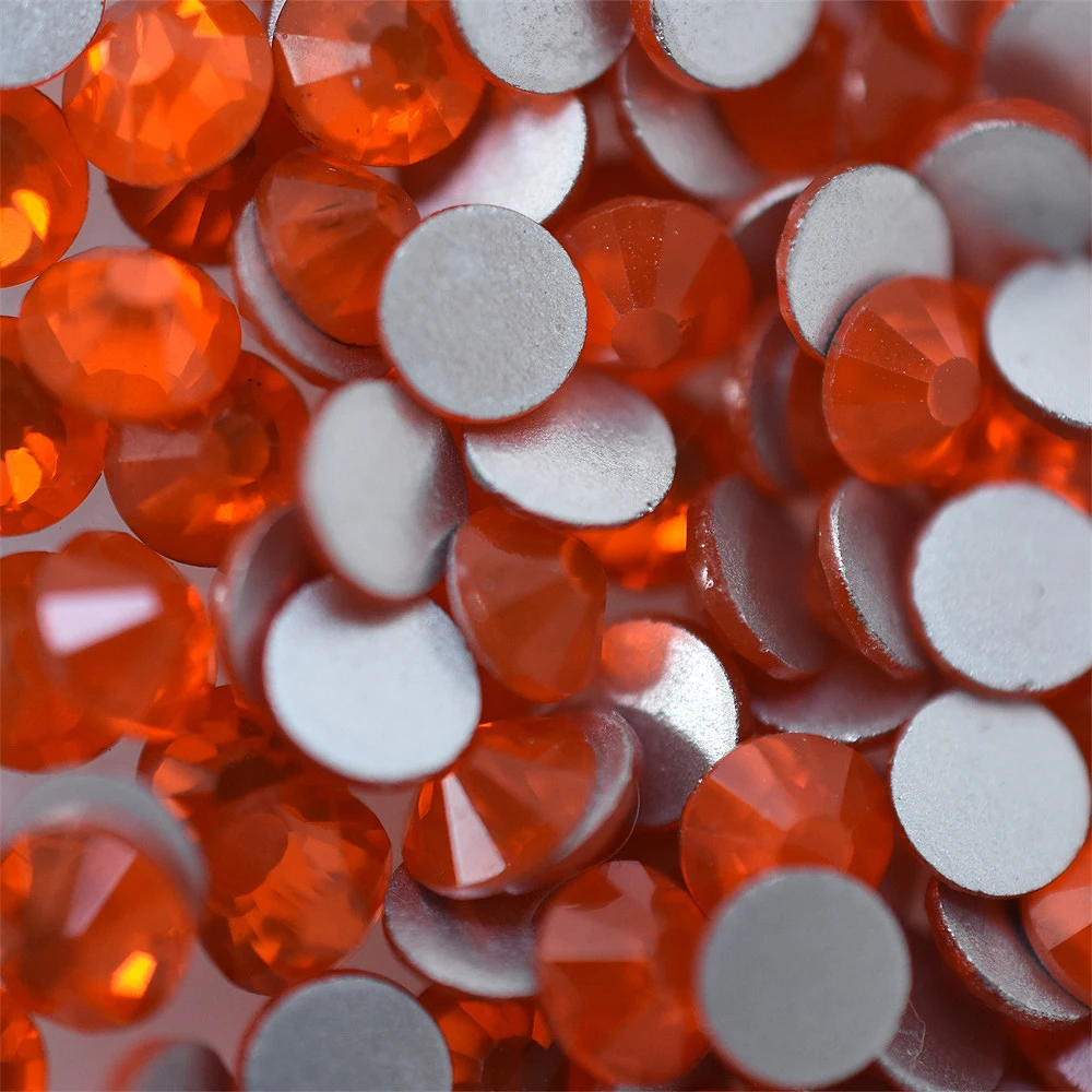 1440PCS SS4-40 Hyacinth Glass Orange Red Nail Art Decorations Non Hotfix FlatBack Rhinestones Loose Stones Crystals  Strass DIY