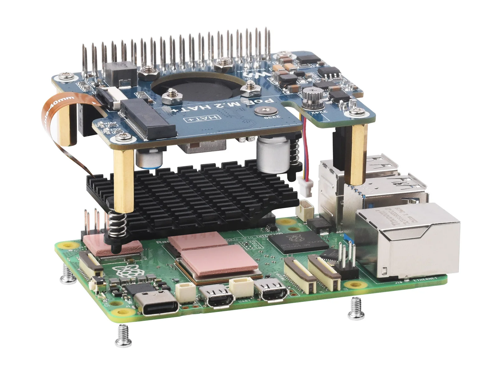 Imagem -04 - Adaptador Waveshare Pcie para M.2 com Função Poe para Raspberry pi Suporta Unidade de Estado Sólido M.2 de Protocolo Nvme