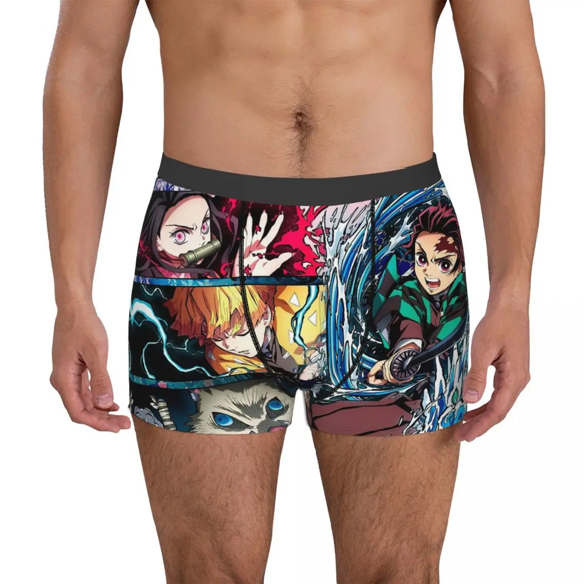 Kimetsu No Yaiba-Calzoncillos de Anime Demon Slayer para hombre, ropa interior de algodón, pantalones cortos cómodos, Calzoncillos Bóxer