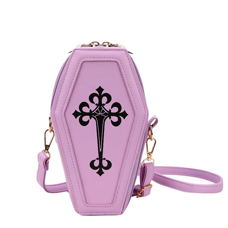 Gothic Coffin Cross Designer Women Girl Black Shoulder Crossbody Bag Messenger Bags Cosplay