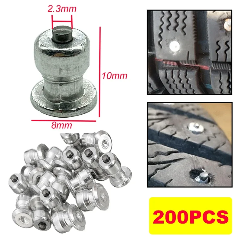 200Pcs Winter Wheel Lugs Car Tires Studs 8x10mm Screw Snow Spikes Wheel Tyre Snow Chains Studs For Shoes ATV Car Motorcycle Tire