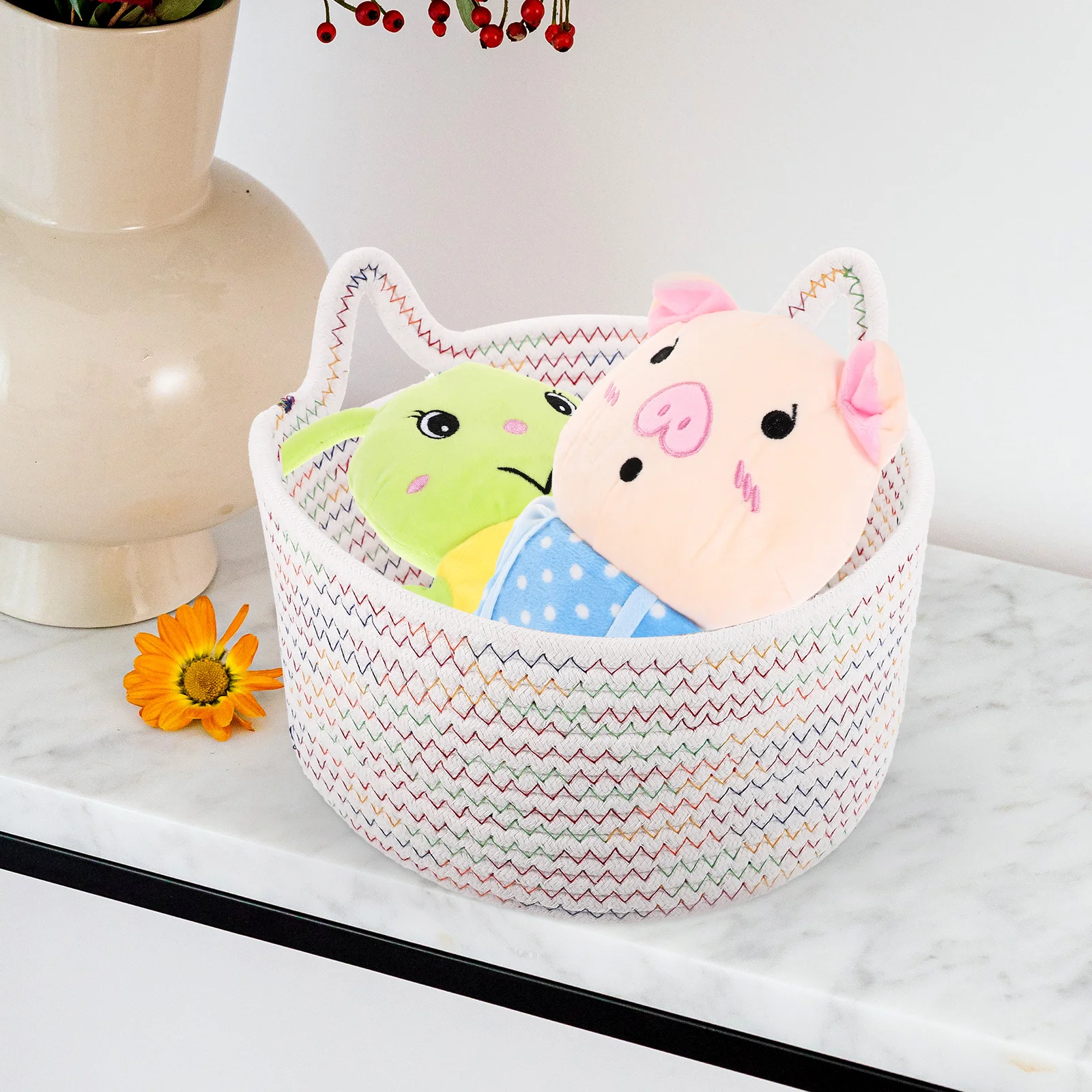 

Cotton Rope Woven Basket Large Size Bedroom Organizer With Handles Home Accessory Household Storage Holder Sundry Storage