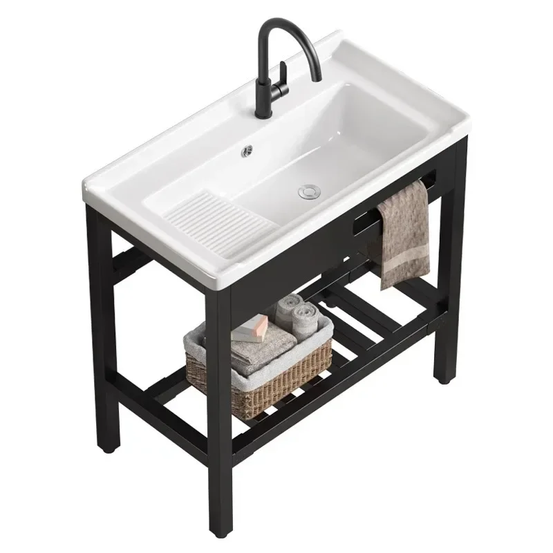 No punching bracket basin, ceramic laundry basin, with washboard, integrated deepening laundry pool
