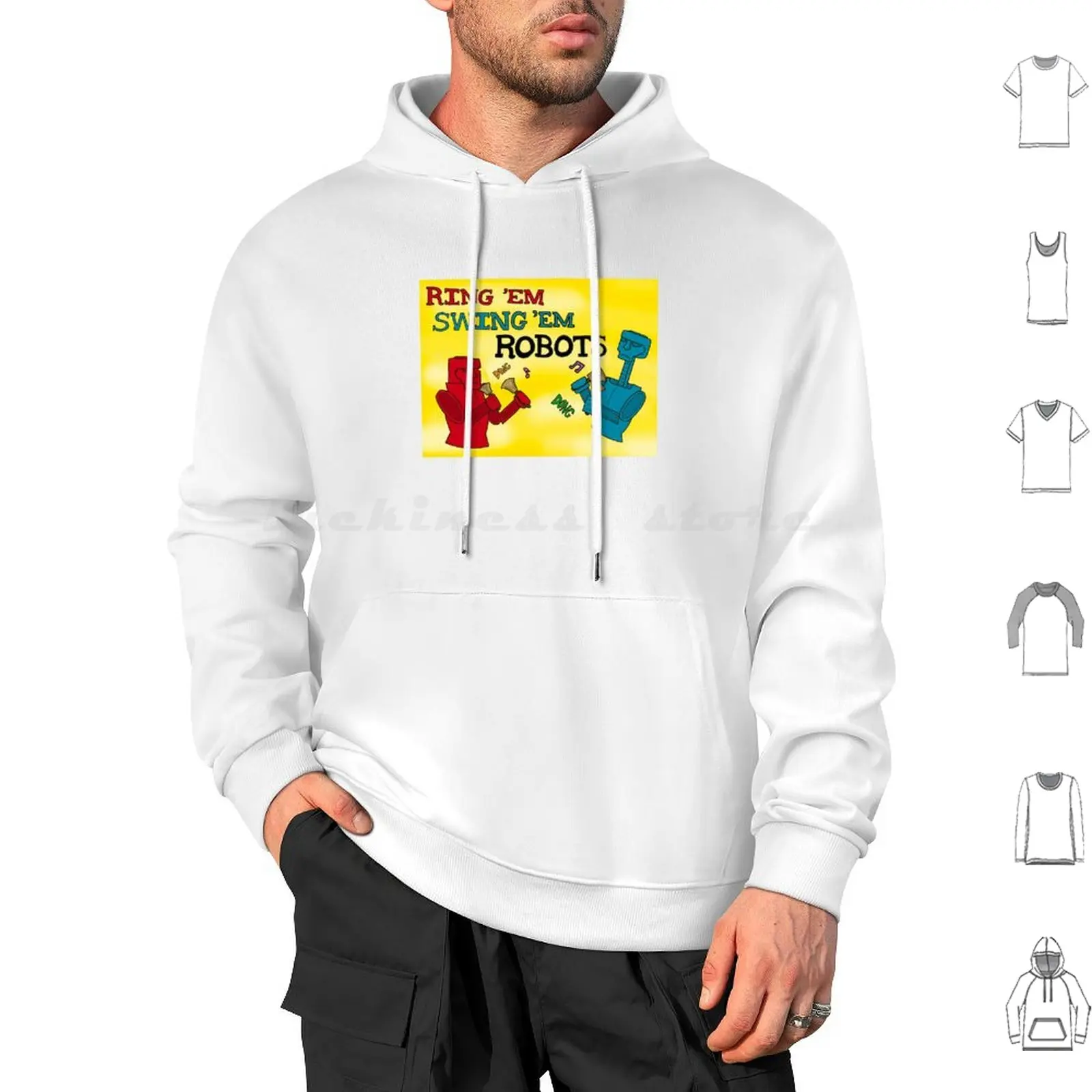 Ring ‘em Swing ‘em Robots Hoodie cotton Long Sleeve Handbells Bell Choir Ringing Bells Color Robots Board Games