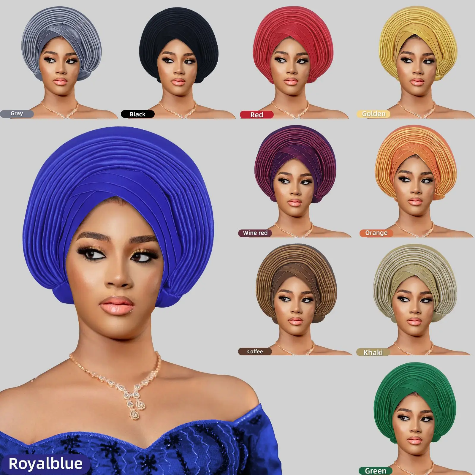 

Already Made Glitter Turban Cap for Women African Auto Gele Headties Bonnet Muslim Hijab Nigeria Wedding Geles Head Wraps Hat
