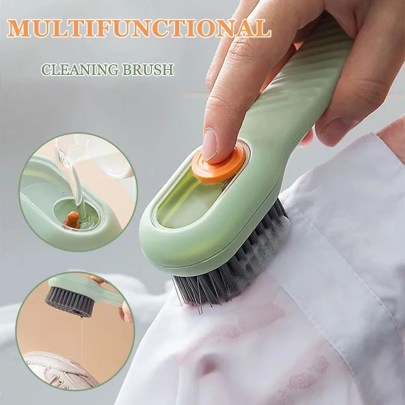 Multifunction Cleaning Brush Shoe Brush Soft-bristled Liquid Brush Long Handle Clothes Brush Hoousehold Cleaning Tool 1Pcs