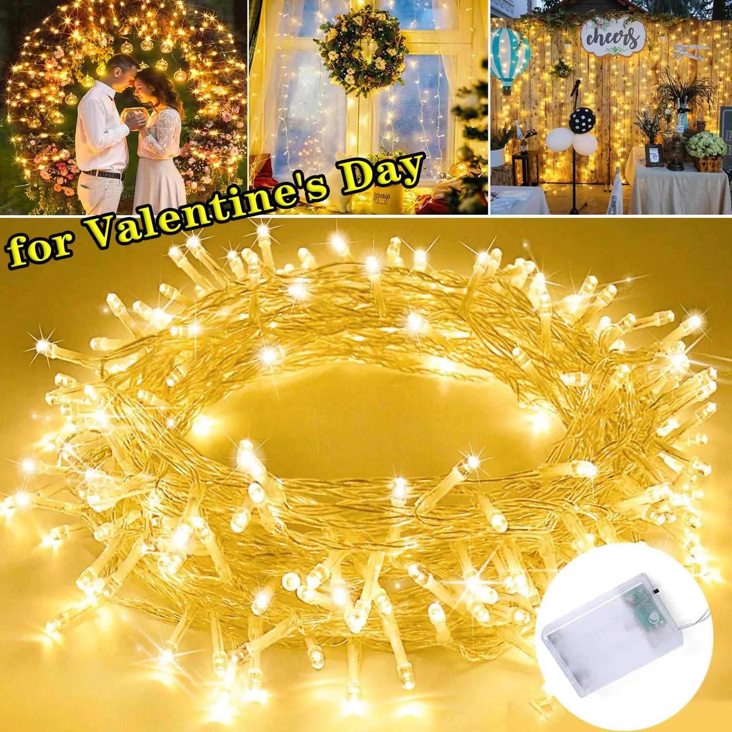 10/20/40/80 LEDs Battery Valentine Garland Festoon String Fairy Light for Bedroom Birthday Wedding Party Decor Warm White 2M-10M