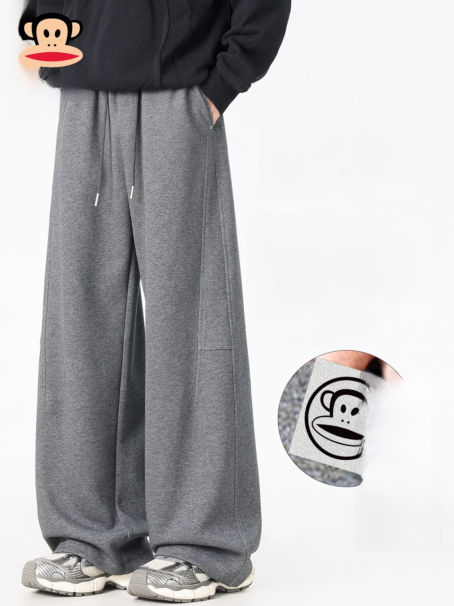 

PaulFrank Fce Lined Casual Spor Men's Wide Leg Pants American Sle Long Trousers Spring Autumn Seasonal Wear