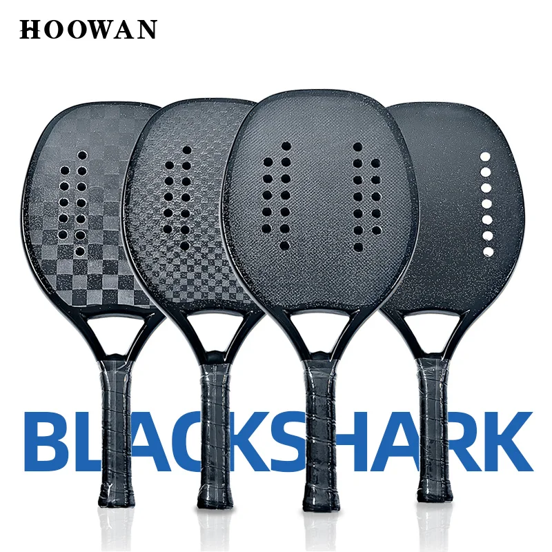 Hoowan Blackshark 3k 12k 18k raquete beach tennis carbono profissional beach tennis racket sólido preto superfície áspera macio eva núcleo