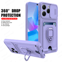 For Infinix Hot 40 Pro Case Push Camera Protector Soft Cover Hot40 40i 40Pro Hot40Pro 4G Car Magnetic Card Slot Ring Stand Funda