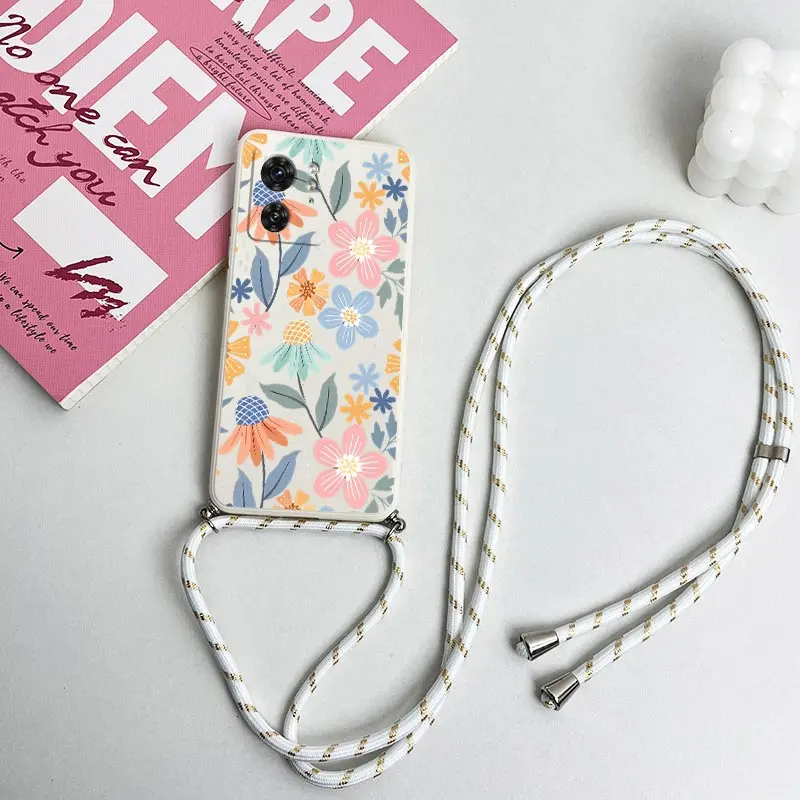 EDGE40 Blooming Season Crossbody Lanyard Silicone Phone Case dla Motorola Moto EDGE 40 30 20 40Neo E32 E22i E22 E13 E20 E7 Cover — zdjęcie 4