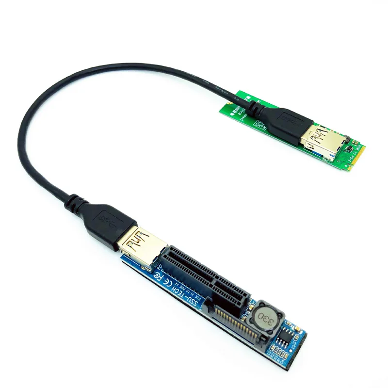 PCIE 라이저 M-키 NVME M.2-PCI Express X4 그래픽 카드 라이저, 30CM USB 케이블, PCIE 확장기 포트 확장 어댑터 라이저 케이블