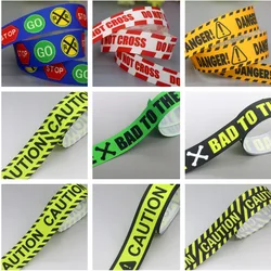 DHK 22mm 10yards Caution Space Printed Grosgrain Ribbon Accessories Headwear Decoration Collar DIY Sewing Craft B2390