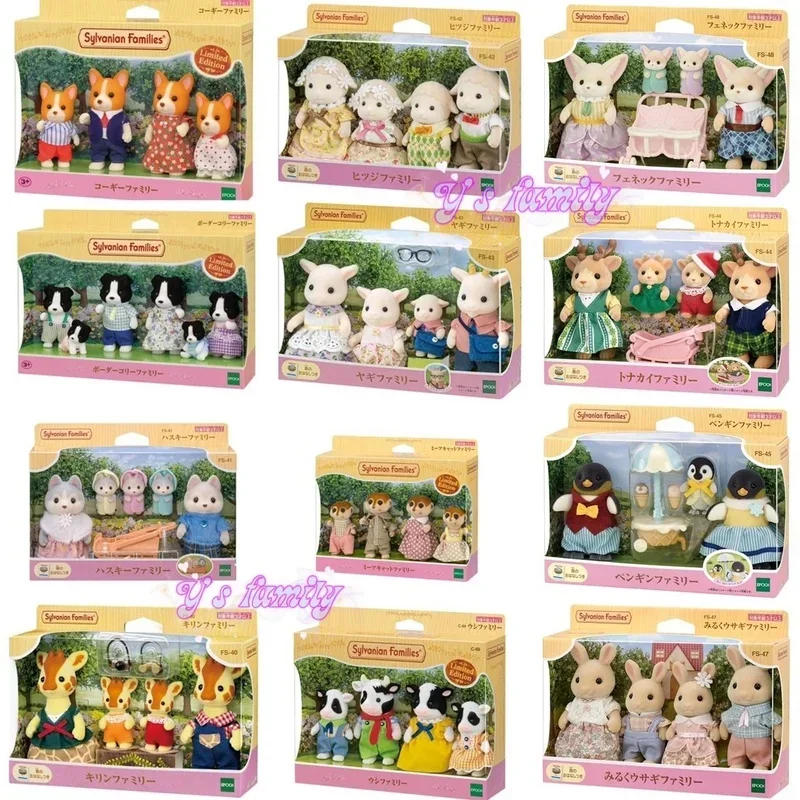 Original Sylvanian Families Anime Figure Cute Kawaii Japanese Version Rabbit Wide Eared Fox Persian Cat Family Birthday Gift