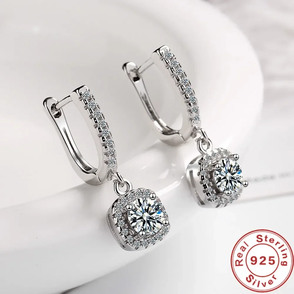 

2CT Moissanite Huggie Hoop Earring for Women Lab Created Diamond 925 Sterling Silver Dainty Hoop Dangle Earring Fine Jewelry