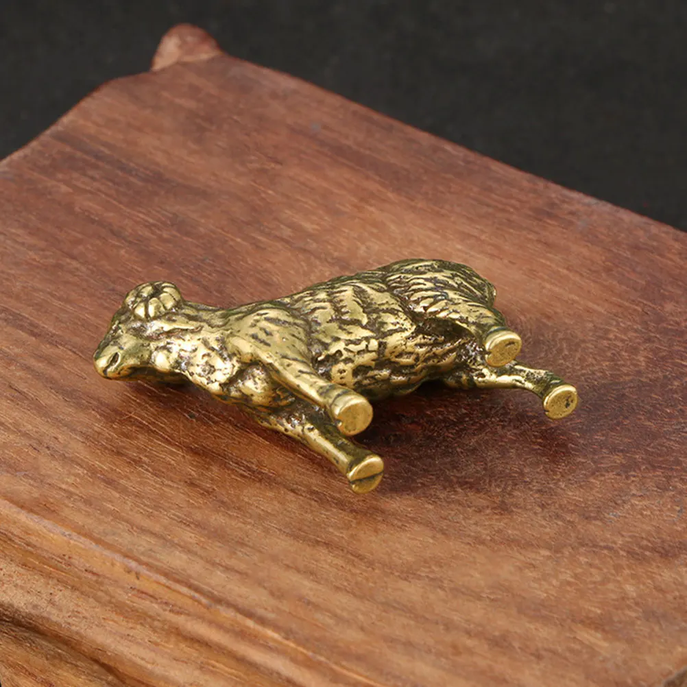 Retro Sheep Figurine Decorative Statue Adornment Mini Desktop Vintage Decoration Brass Material Durability Practicality Garden
