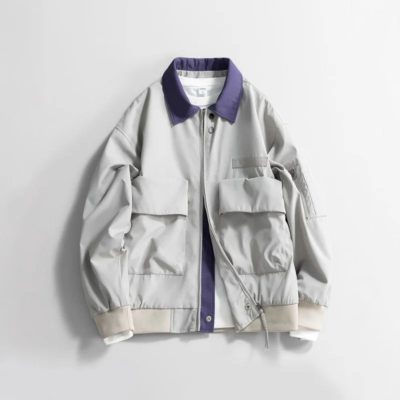 

GIOIOMen's Windbreaker Jacket，2025Spring and Autumn New Baggy Casual Jacket，Lapel Large Pocket Top Coat，Fashion Men's Wear