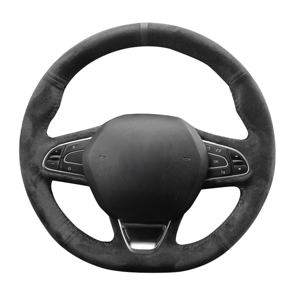 Car Accessories Braid Car Steering Wheel Cover Anti-Slip Suede Leather For Renault Kadjar Koleos Scenic Espace Megane Talisman