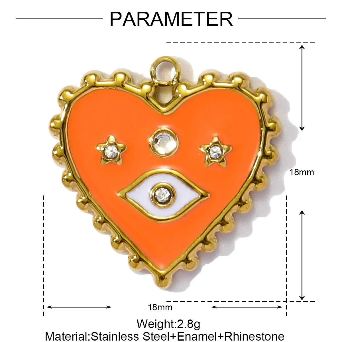 3 stks/partij Groothandel Rvs Emaille Vierkant Hart Diy Oorbel Bedels Vrouw Boze Oog Ketting Hangers Poker Sieraden