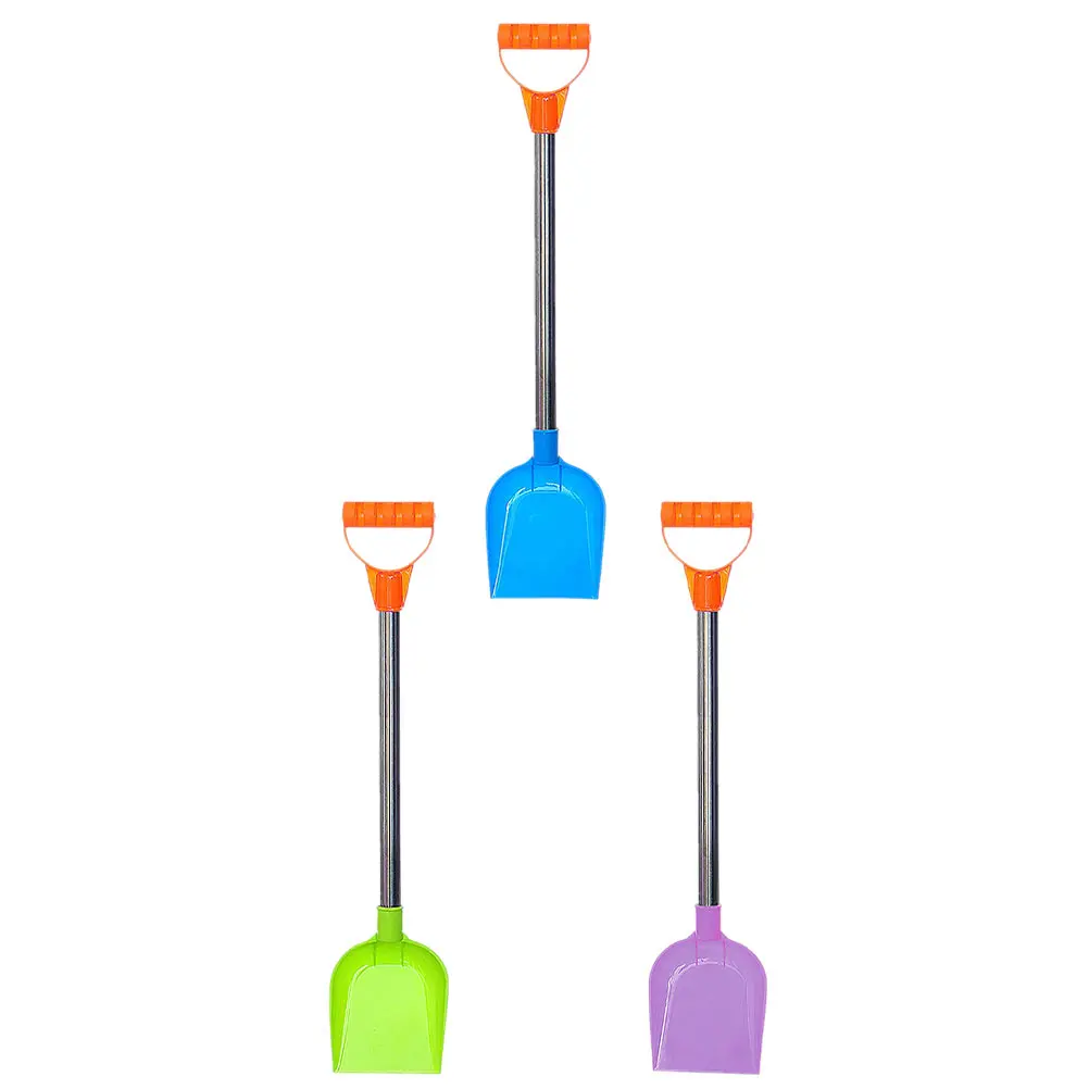 3개 세트 어린이용 눈삽 내구성 있는 플라스틱 스테인리스 스틸 야외용 모래 눈삽 겨울 해변 뒷마당 놀이터용