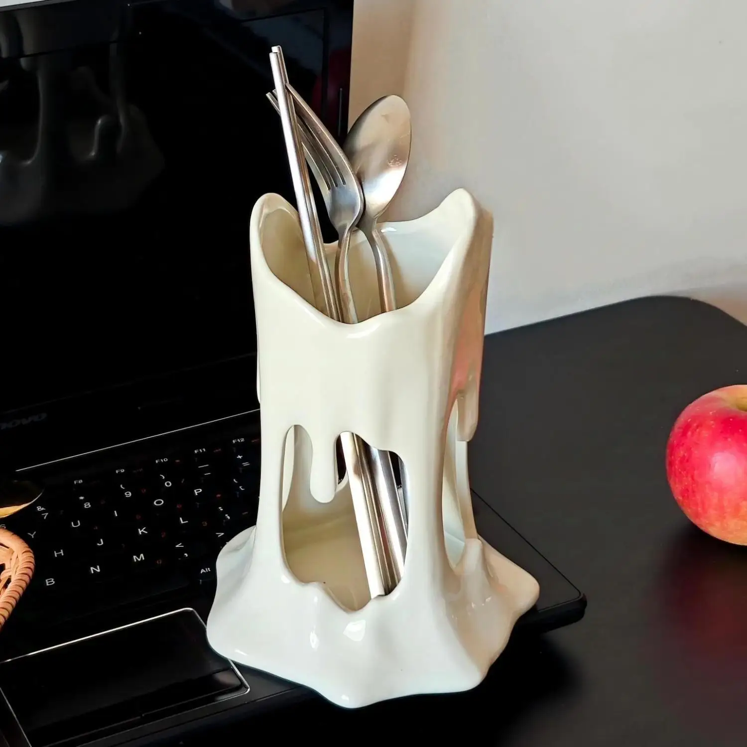 Stump Desktop Creative Tableware Holder Comb Makeup Brush Storage Bucket Bedroom Home Office Ceramic Decorative Ornaments