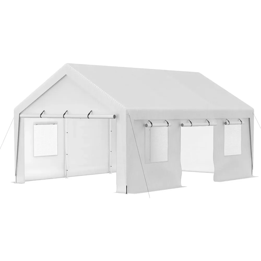 Portable Garage Car Canopy Heavy Duty Car Port with Mesh Windows and Removable Sidewalls UV Resistant Waterproof