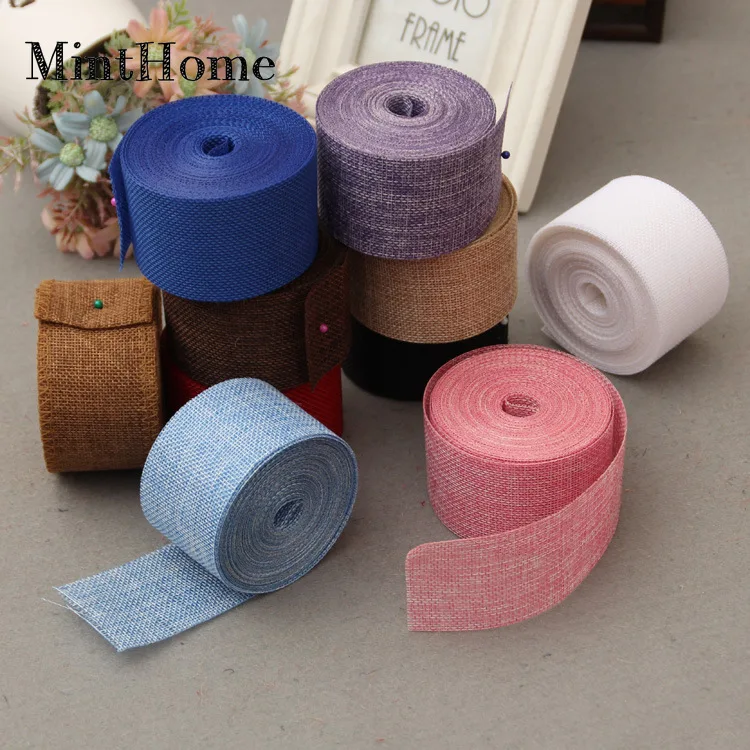 Imitation Linen Burlap Roll, DIY Handmade Christmas Decoration Ribbon, 17 Colors, 10m Roll