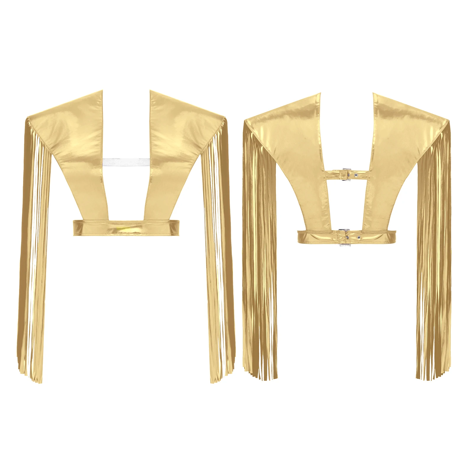 

Womens Mens Shoulder Shrugs Singer Dancer Dance Tassel Fringe Adjustable Armor Shawls for Halloween Cosplay Masquerade Party