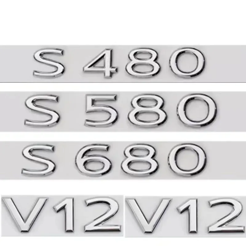 

New Chrome etters S480 S580 S680 V12 Emblem fo SiIvery S Class Car Fender Trunk Rear W221 W222 Logo Sticker Accessories