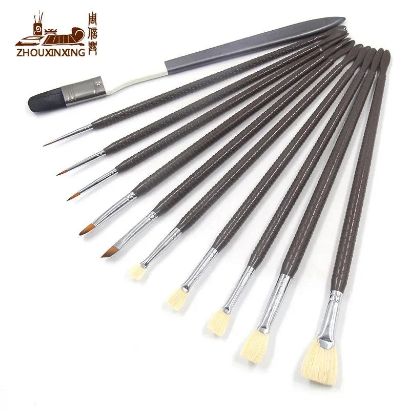 beauty fishtail new painting brush fan shap Gouache pens brush Hazel and knife shap hook thread brush sets 11pcs art supplies