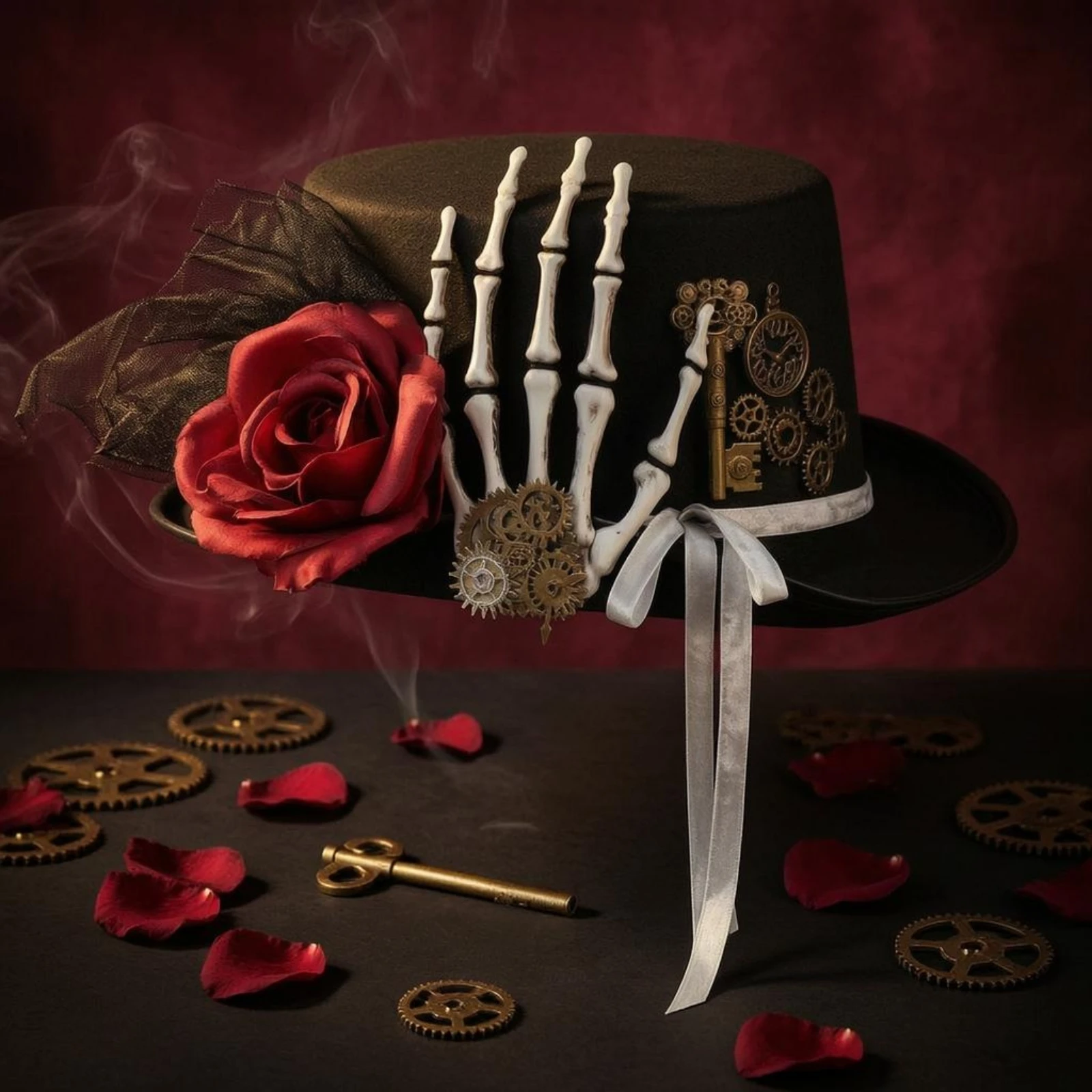 Gothic Steampunk Hat Skeleton Hand Costume Accessory Headwear Decorative